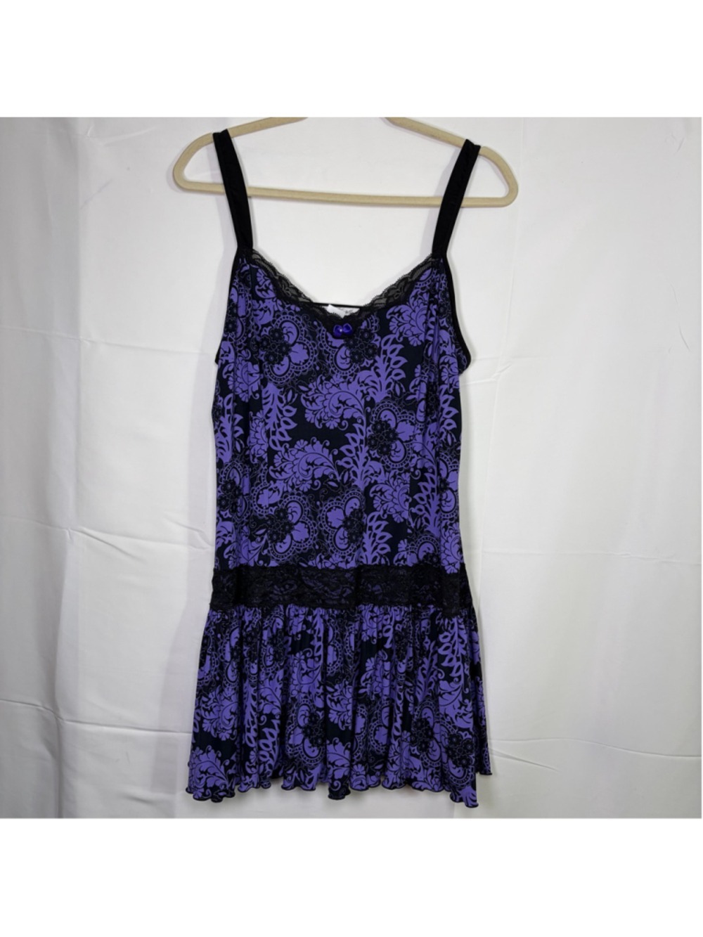 Linea Donatella Morning Mist Purple Lace Babydoll Chemise Dress Size L